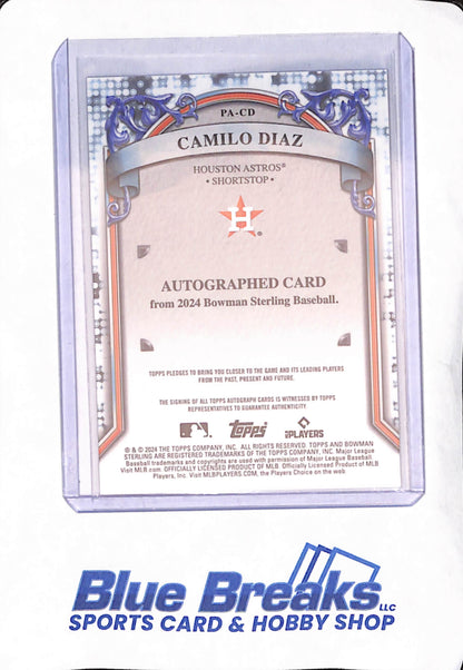 2024 Bowman Sterling - Camilo Diaz - Houston Astros - Baseball - Autograph - 049/150 - #PA-CD