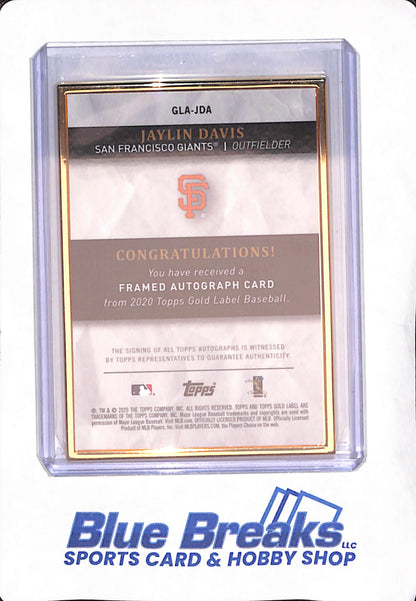 2020 Topps Gold Label - Jaylin Davis - San Francisco Giants - Baseball - Autograph - RC - #GLA-JDA