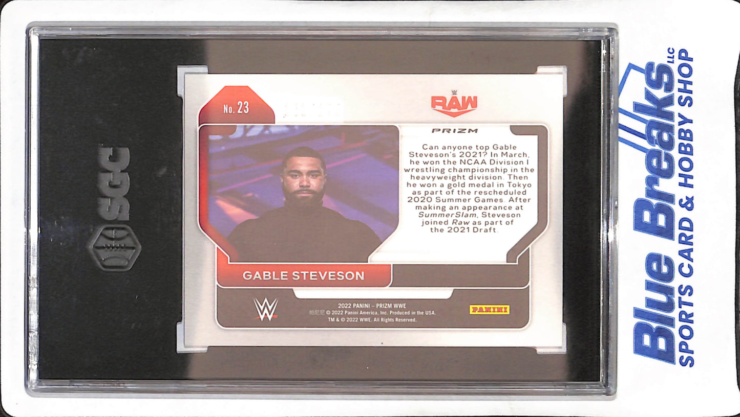 2022 Panini Prizm WWE - Gable Stevenson - Blue - RC - 161/199 - SGC 8.5 - #23