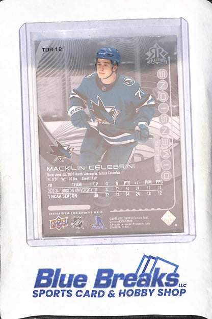 2024-25 Upper Deck Extended Series - Macklin Celebrini - Triple Dimension Reflections - San Jose Sharks - Hockey - #TBR-12