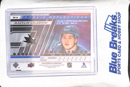2024-25 Upper Deck Extended Series - Macklin Celebrini - Rookie Reflections - San Jose Sharks - Hockey - #RR-24