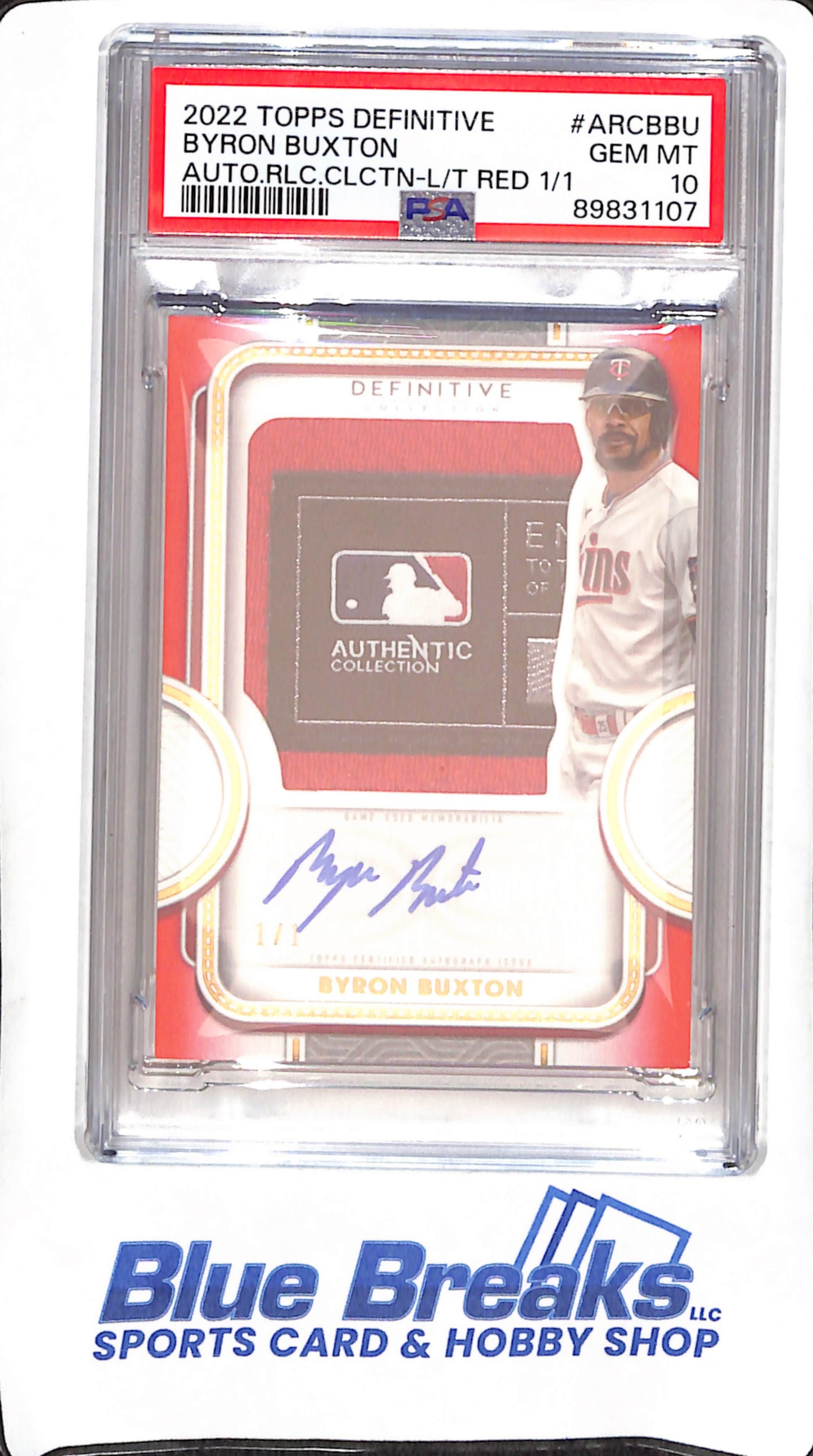 2022 Topps Definitive - Byron Buxton - Auto - Relic - 1/1 - Minnesota Twins - Baseball - PSA 10 - #ARCBBU