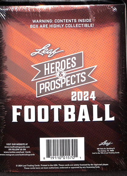 2024 Leaf Heroes & Prospects Football - Hobby - Sealed Wax