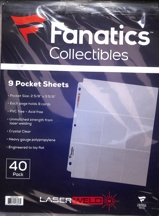 Fanatics 9 Pocket Sheets - 40 Pack