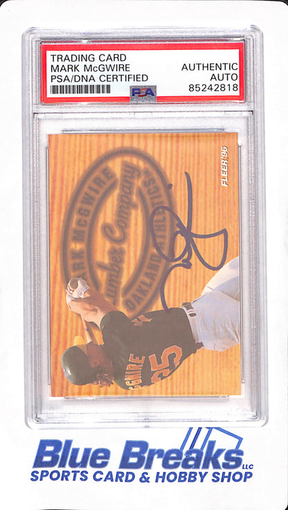 1996 Fleer - Mark McGwire - Oakland Athletics - Baseball - PSA/DNA Authentic Auto - Lumber company - #5