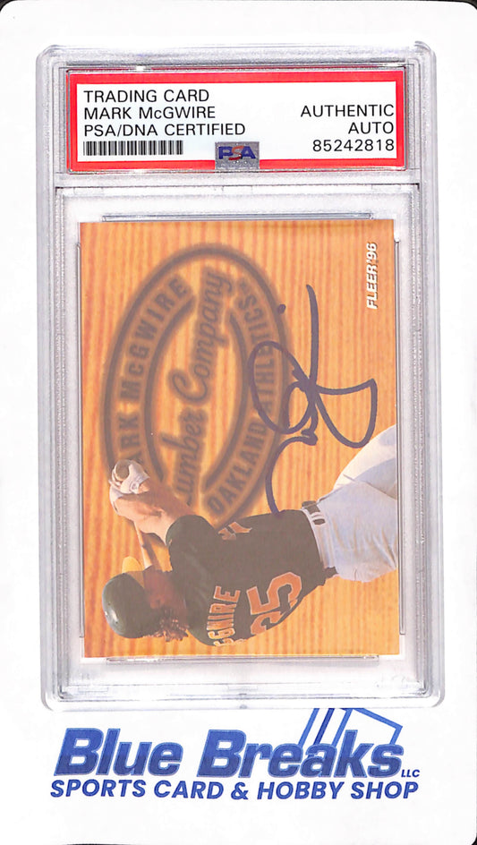 1996 Fleer - Mark McGwire - Oakland Athletics - Baseball - PSA/DNA Authentic Auto - Lumber company - #5