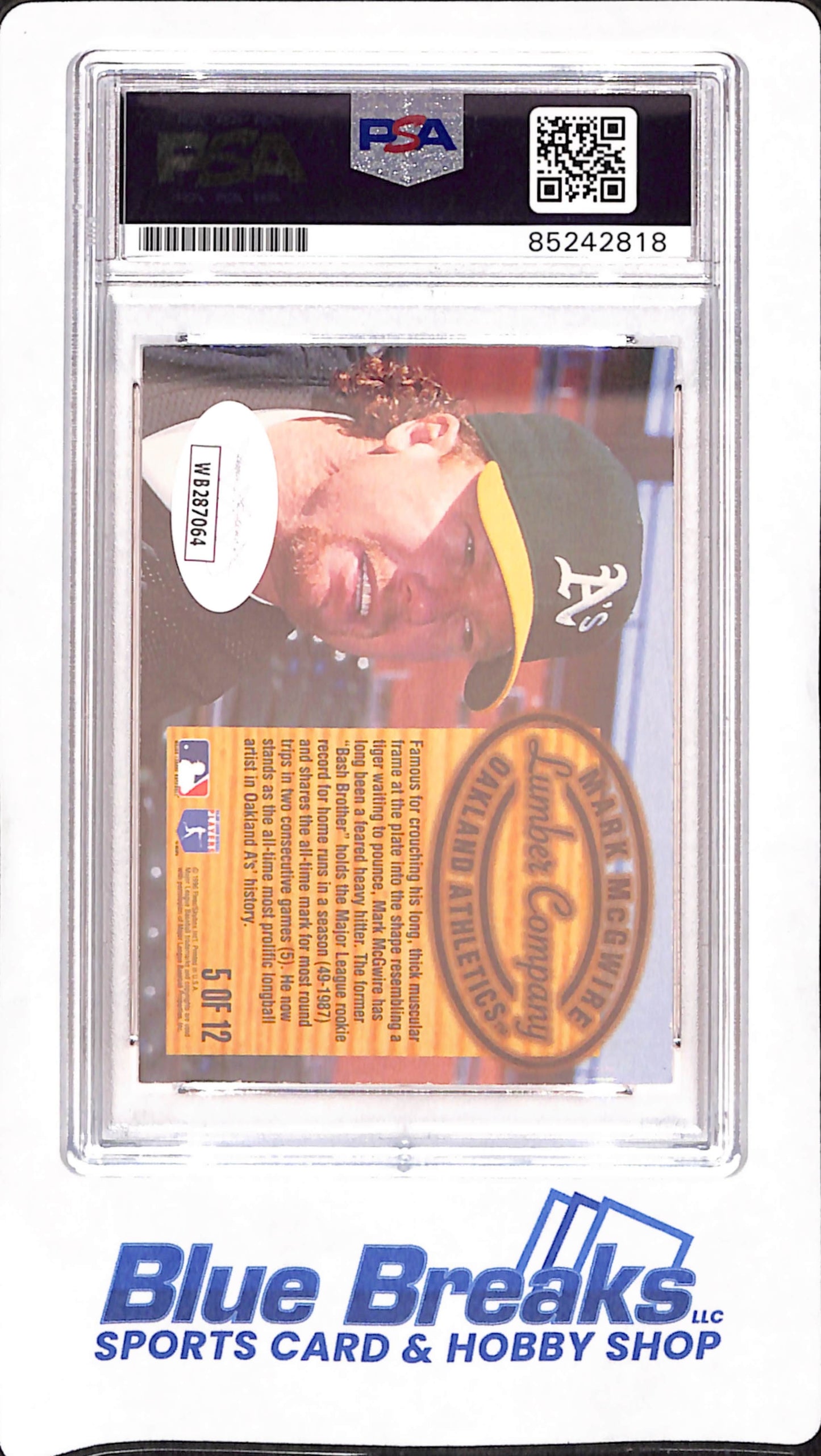 1996 Fleer - Mark McGwire - Oakland Athletics - Baseball - PSA/DNA Authentic Auto - Lumber company - #5