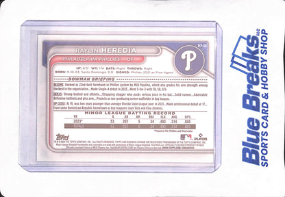 2024 Bowman Chrome - Raylin Heredia - Philadelphia Phillies - Baseball - Orange Shimmer - 1st - #BCP-146
