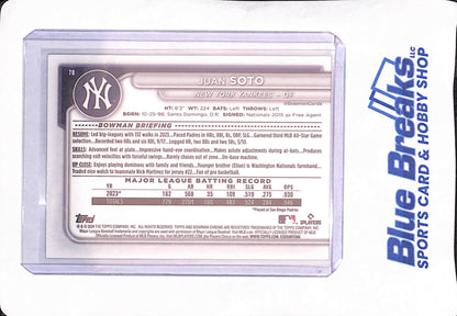 2024 Bowman Chrome - Juan Soto - New York Yankees - Fuchsia Mojo - 222/299 - #78