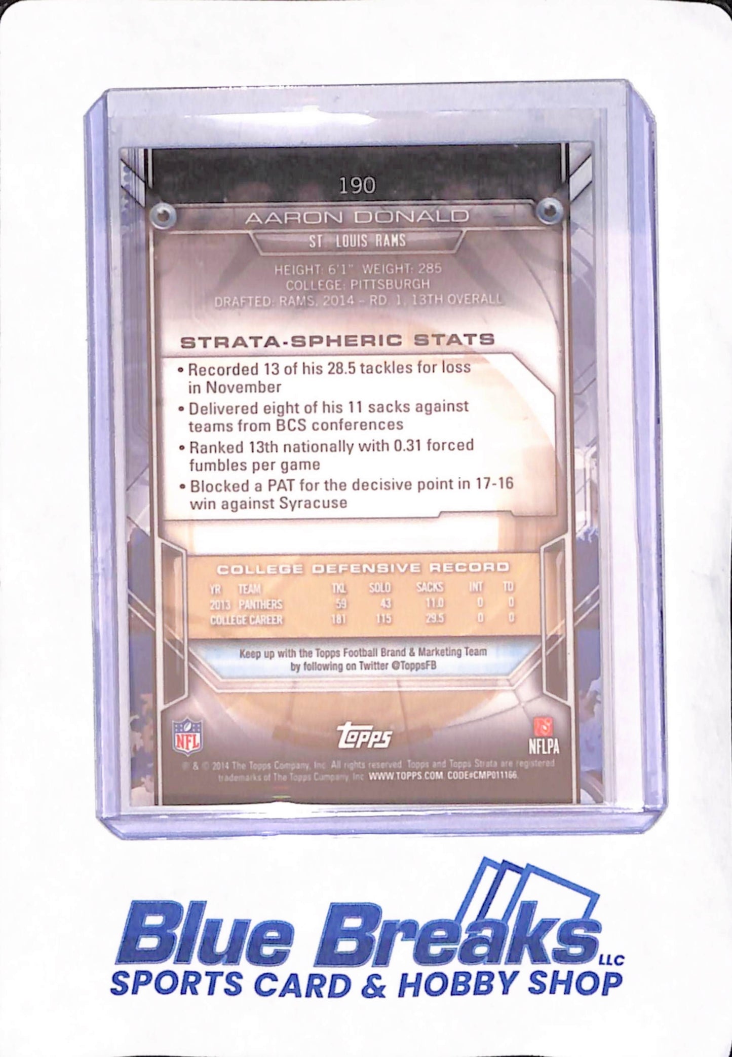 2014 Topps Strata - Aaron Donald - St. Louis Rams - Football - RC - Purple - #190