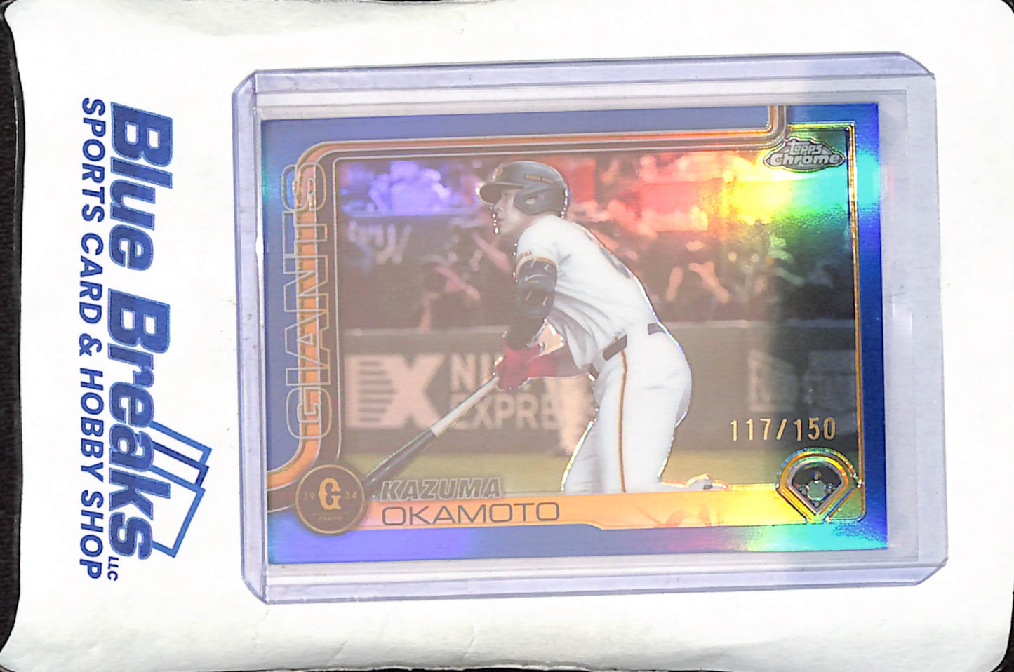 2025 Topps Chrome NPB - Kazuma Okamoto - Blue - 117/150 - Yomiuri Giants - Japanese Baseball - Baseball - #98