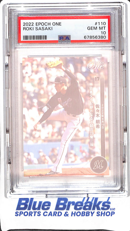 2022 EPOCH One - Roki Sasaki - Chiba Lotte Marines - Japanese Baseball - Baseball - PSA 10 - #110