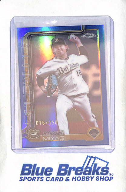 2025 Topps Chrome NPB - Hiroya Miyagi - Blue - 76/150 - Orix Buffaloes - Japanese Baseball - Baseball - #97