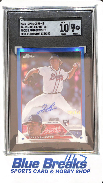 2023 Topps Chrome - Blue Refractor - Rookie Autograph - Jared Shuster - RA-JS - 134/150 - SGC 9/auto 10 - Braves