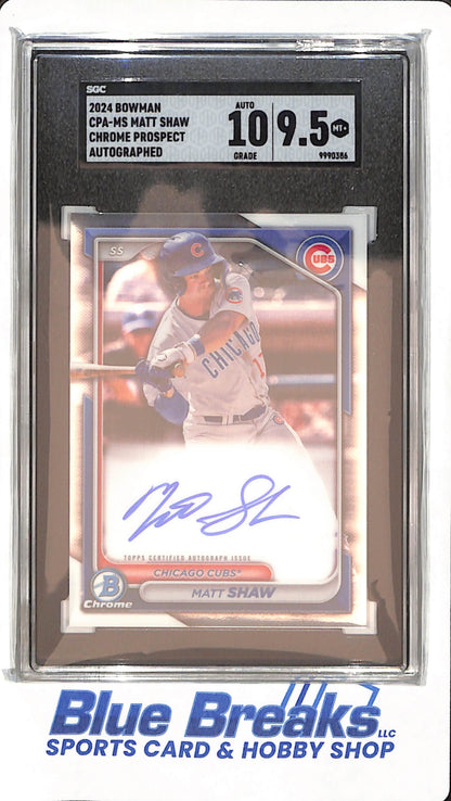 2024 Bowman - Chrome Prospect - Matt Shaw - Autograph - baseball - SGC 9.5/auto 10 - Cubs