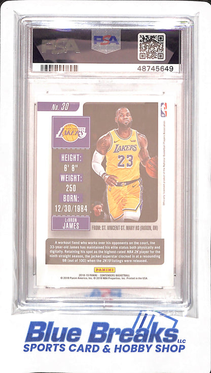 2018 Panini Contenders - LeBron James - Basketball - Los Angeles Lakers - # 30 - PSA 10