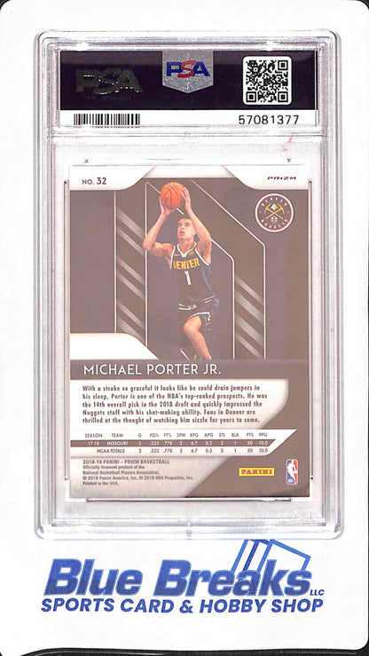 2018 Panini Prizm - Michael Porter Jr - Basketball - Denver Nuggets - # 32 - Silver Prizm - PSA 9