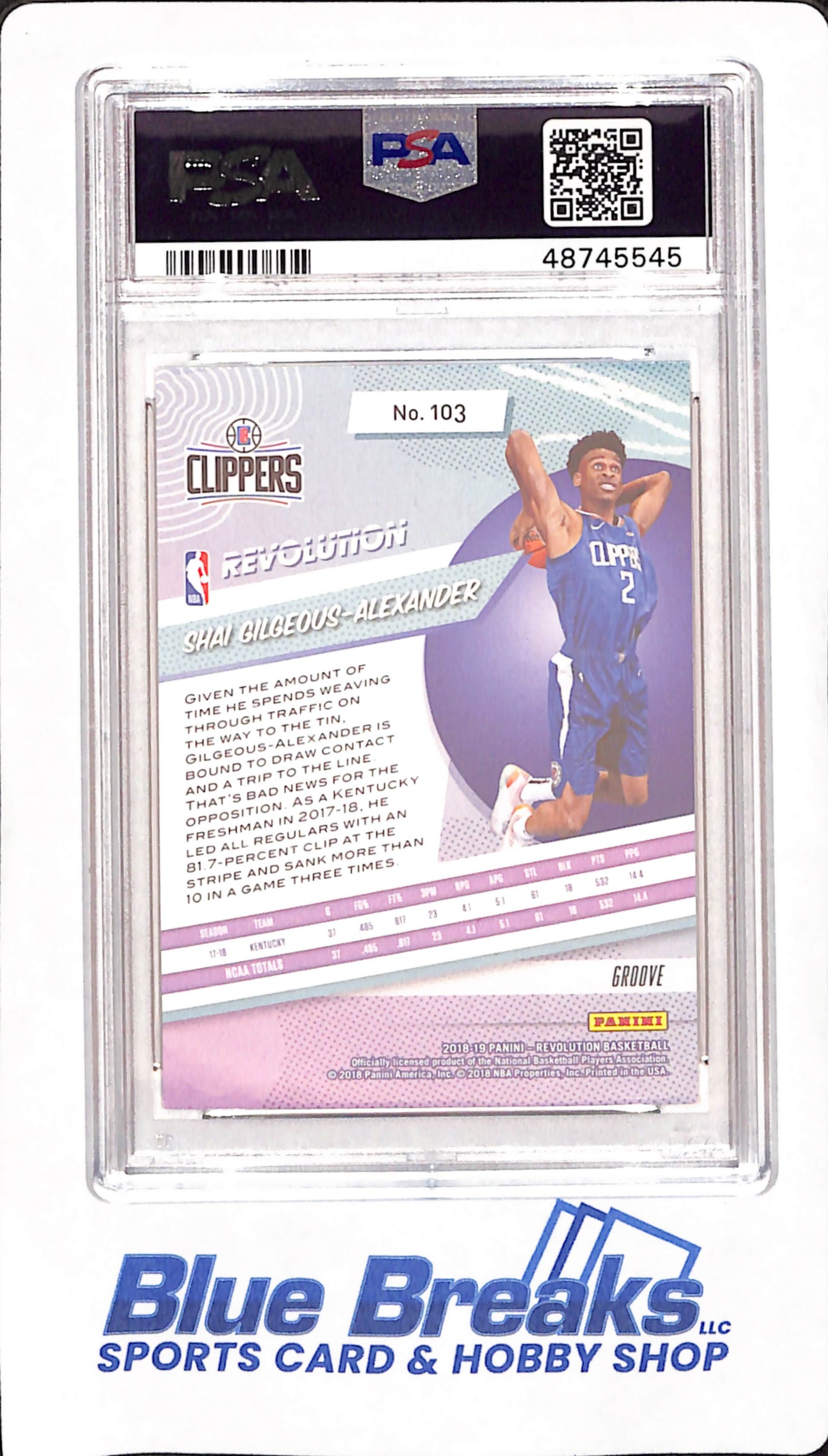 2018 Panini Revolution - Shai Gilgeous - Alexander - Basketball - Los Angeles Clippers - # 103 - Groove - PSA 10