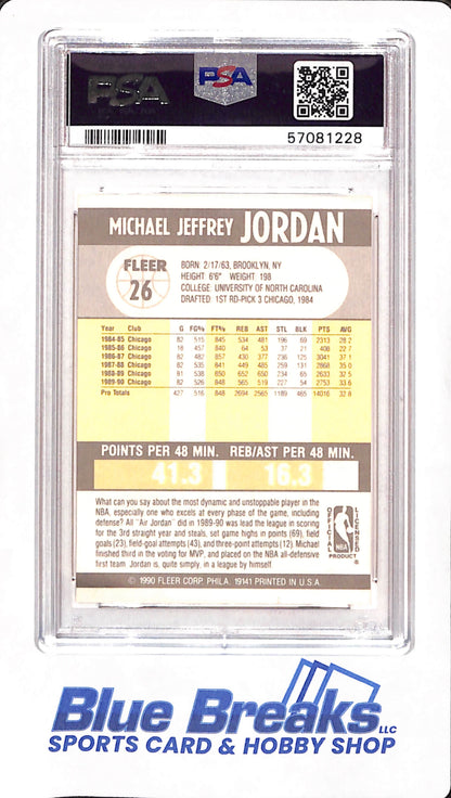 1990 Fleer - Michael Jordan - Basketball - Chicago Bulls - # 26 - PSA 9