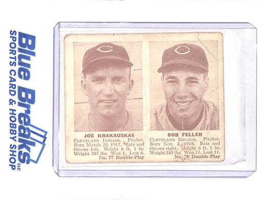 Joe Krakauskas - Bob Feller - 1941 Double Play - Baseball - Cleveland Indians - # 77 - # 78
