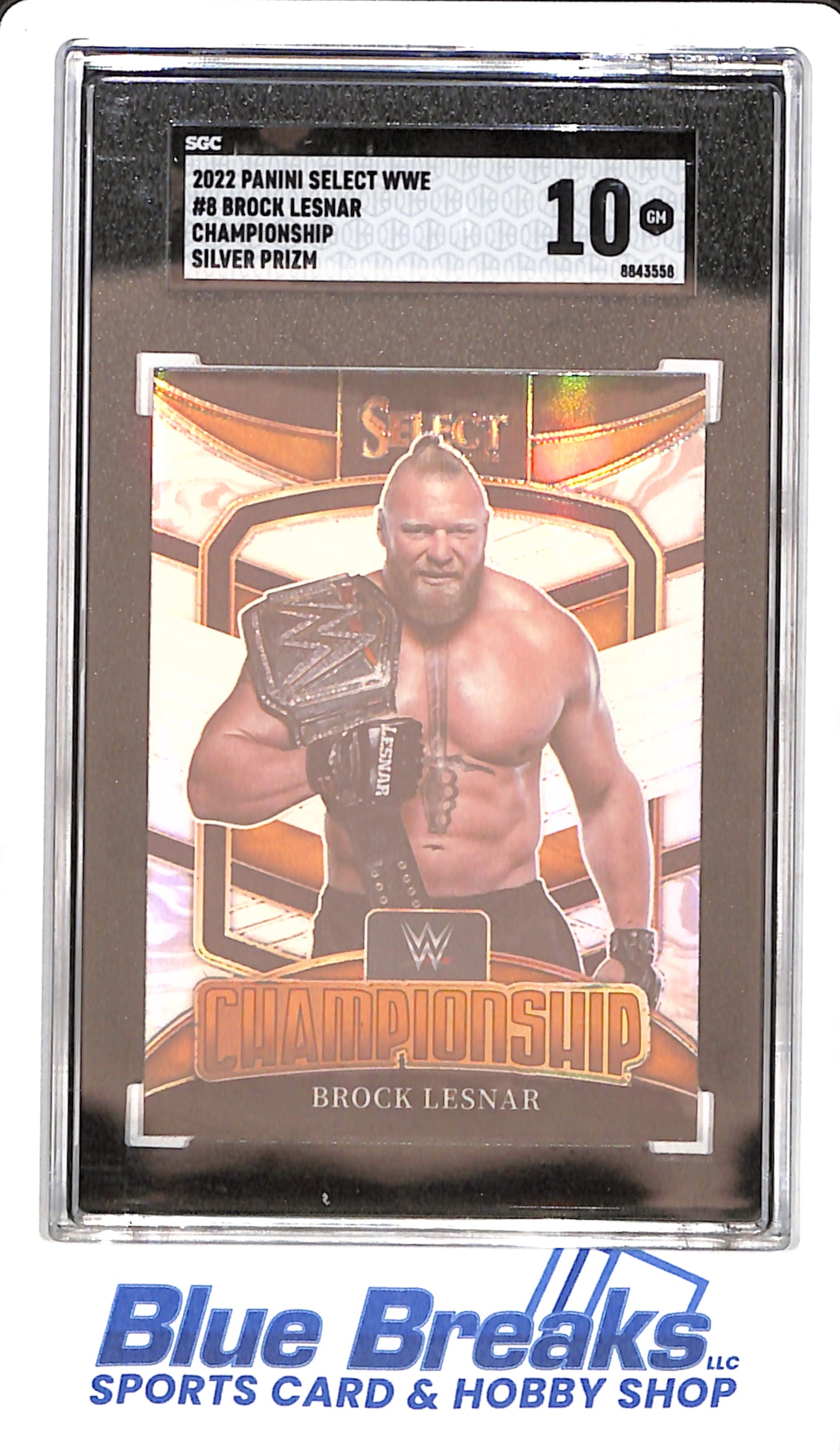 2022 Panini Select WWE - Brock Lesnar - # 8 - Championship - Silver Prizm - WWE - SGC 10