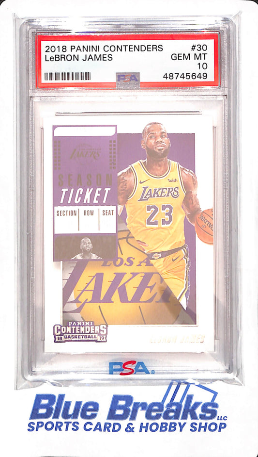 2018 Panini Contenders - LeBron James - Basketball - Los Angeles Lakers - # 30 - PSA 10