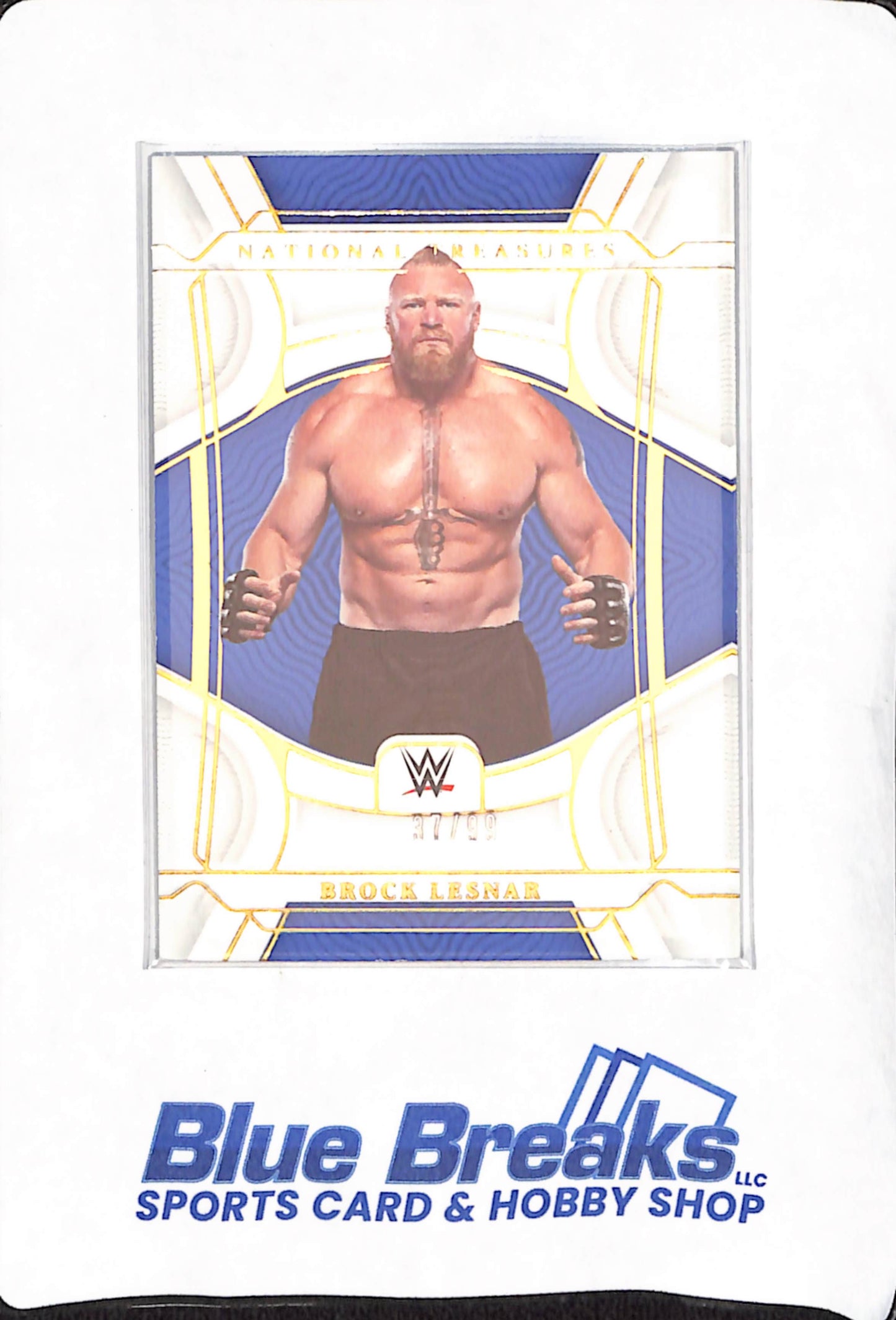 2022 Panini Chronicles - National Treasures - WWE - Brock Lesnar - 37/99 - Blue - # 449