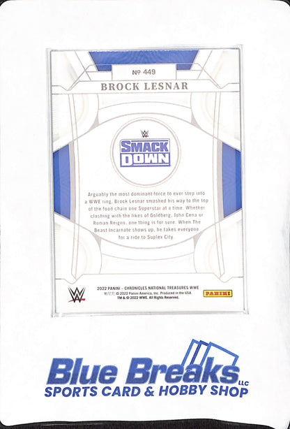 2022 Panini Chronicles - National Treasures - WWE - Brock Lesnar - 37/99 - Blue - # 449