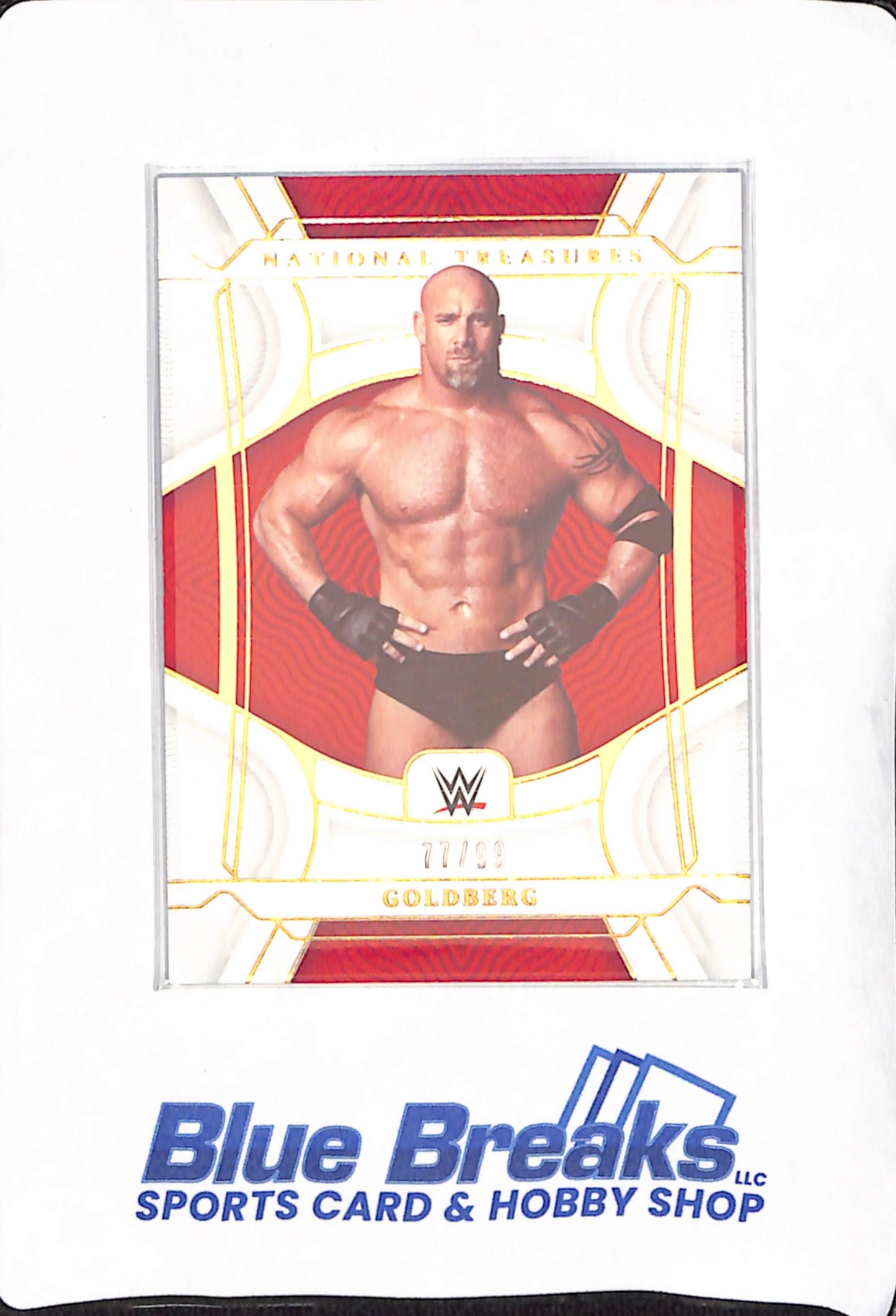 2022 Panini Chronicles - National Treasures - WWE - Goldberg - Red - 77/99 - # 443