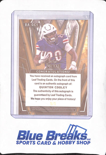 2024 Leaf - Quinton Cooley - Football - Liberty Flames - 1/1 - # BA-QC1