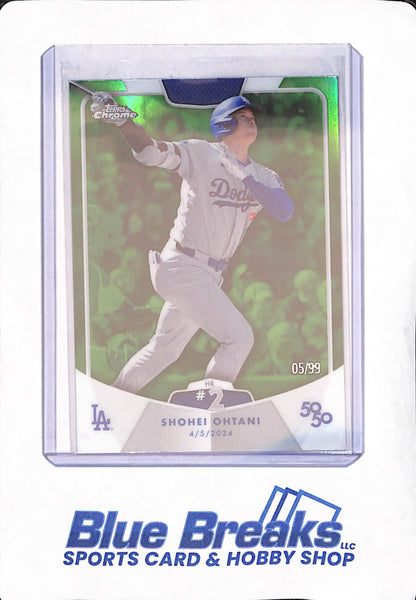 Shohei Ohtani - 50/50 - Topps Chrome - Green - 05/99 - HR #2 - # 2