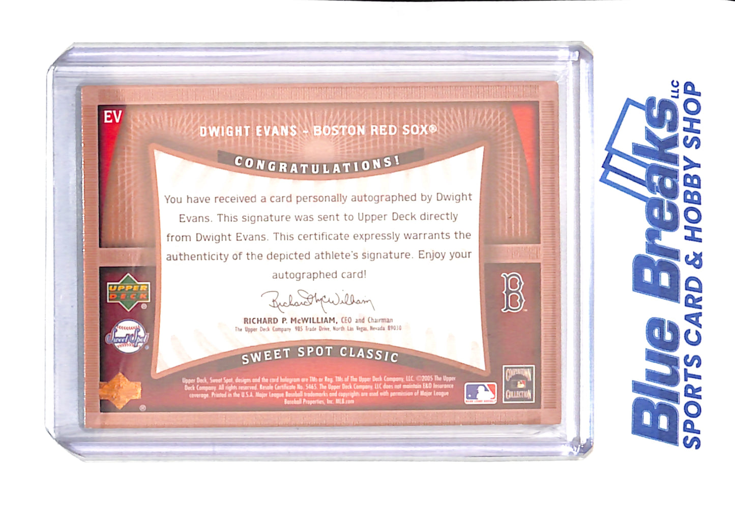 2005 Dwight Evans - Upper Deck - Sweet Spot Signatures - Boston Red Sox - Baseball - #EV