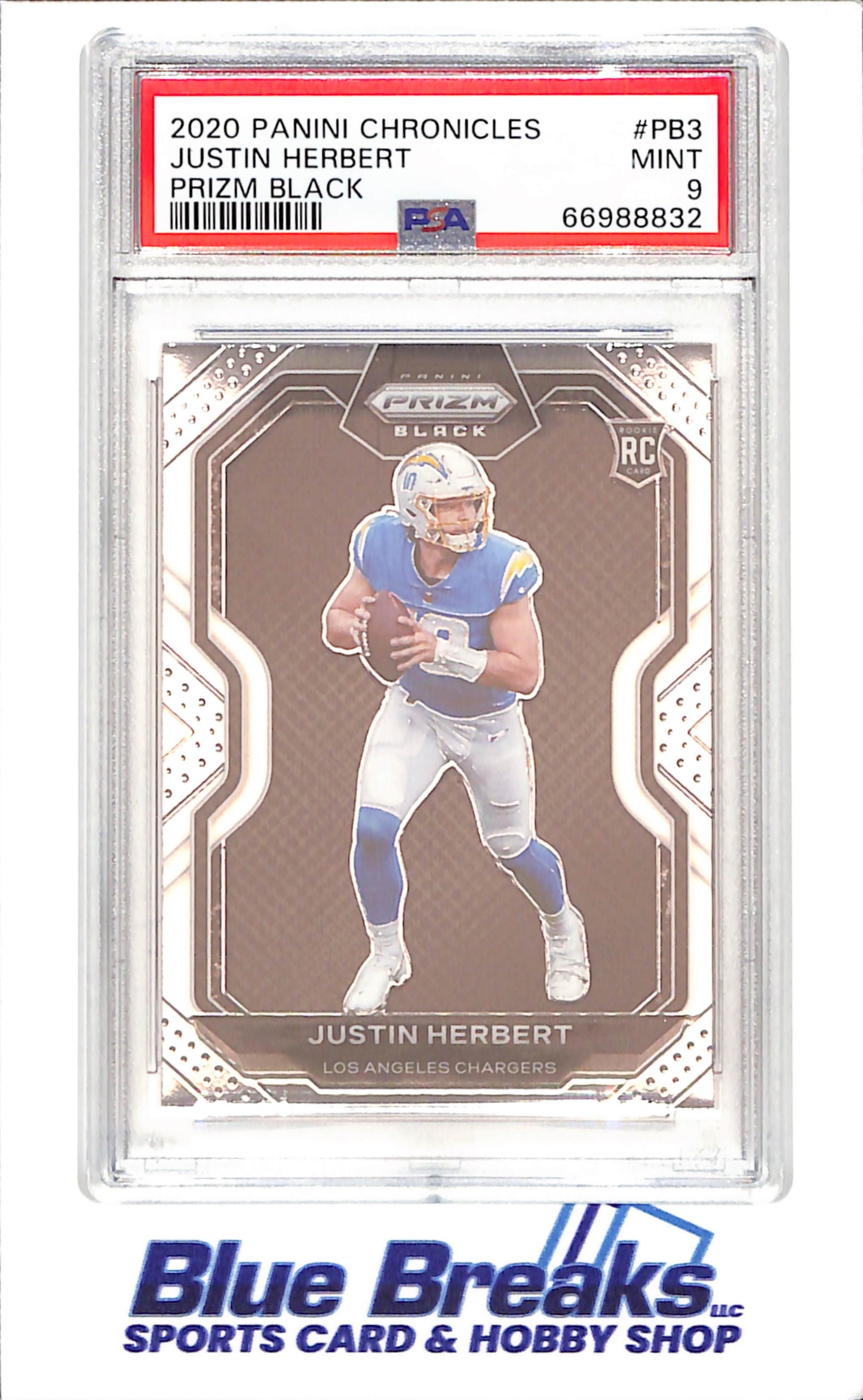 2020 Panini Chronicles - Justin Herbert - Prizm Black - RC - PSA 9 - Los Angeles Chargers - Football - #PB3