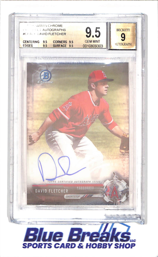 2017 Bowman Chrome - David Fletcher - Prospect Autographs - Beckett 9.5/Auto9 - Los Angeles Angels - Baseball - #CPADF