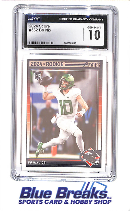 2024 Score - Bo Nix - RC - CGC 10 - Denver Broncos - Football - #332