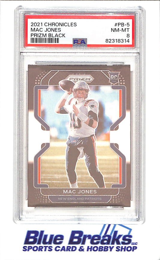 2021 Chronicles - Mac Jones - Prizm Black - RC - PSA 8 - New England Patriots - Football - #PB-5