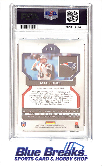 2021 Chronicles - Mac Jones - Prizm Black - RC - PSA 8 - New England Patriots - Football - #PB-5