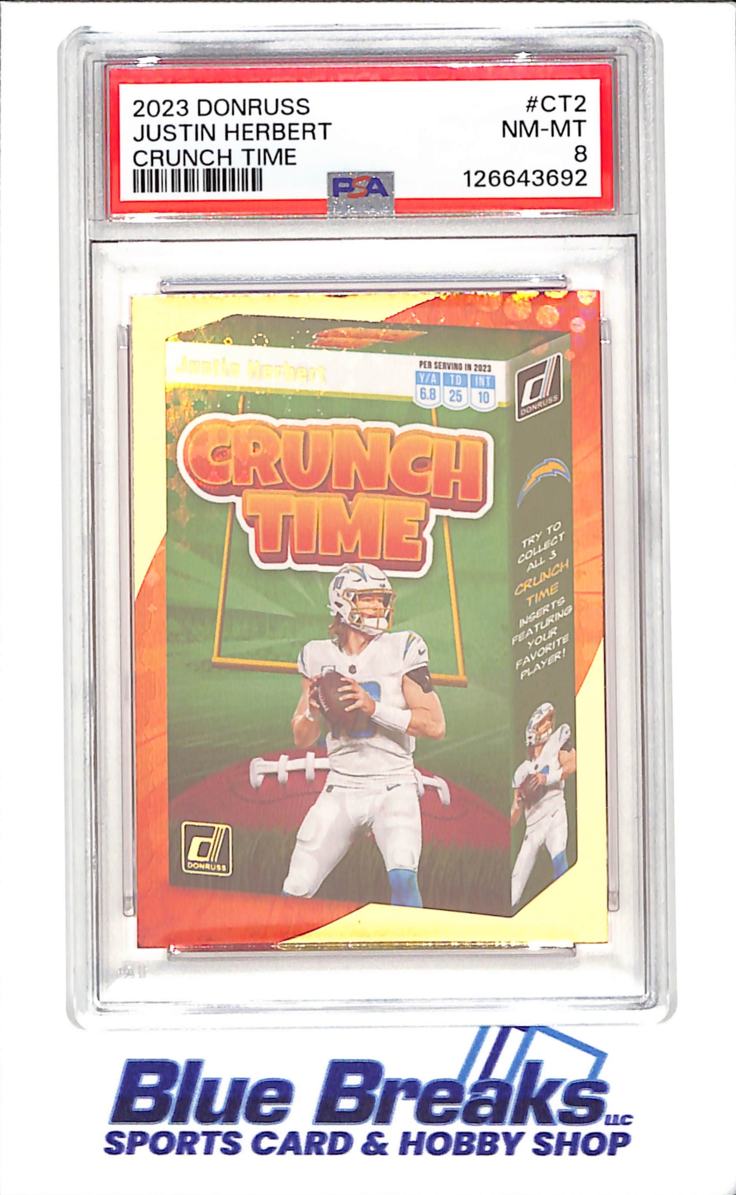 2023 Donruss - Justin Herbert - Crunch Time - PSA 8 - Los Angeles Chargers - Football - #CT2
