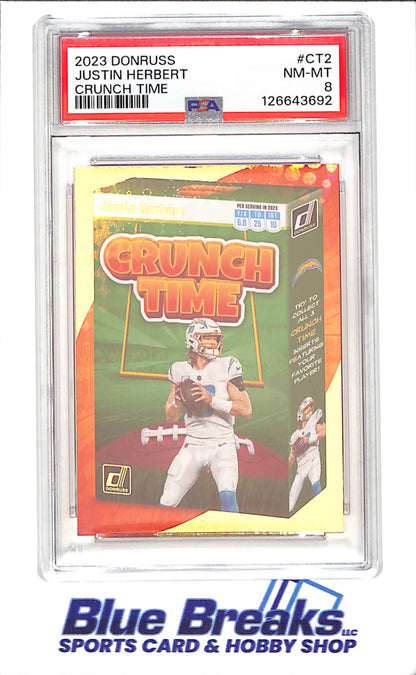 2023 Donruss - Justin Herbert - Crunch Time - PSA 8 - Los Angeles Chargers - Football - #CT2