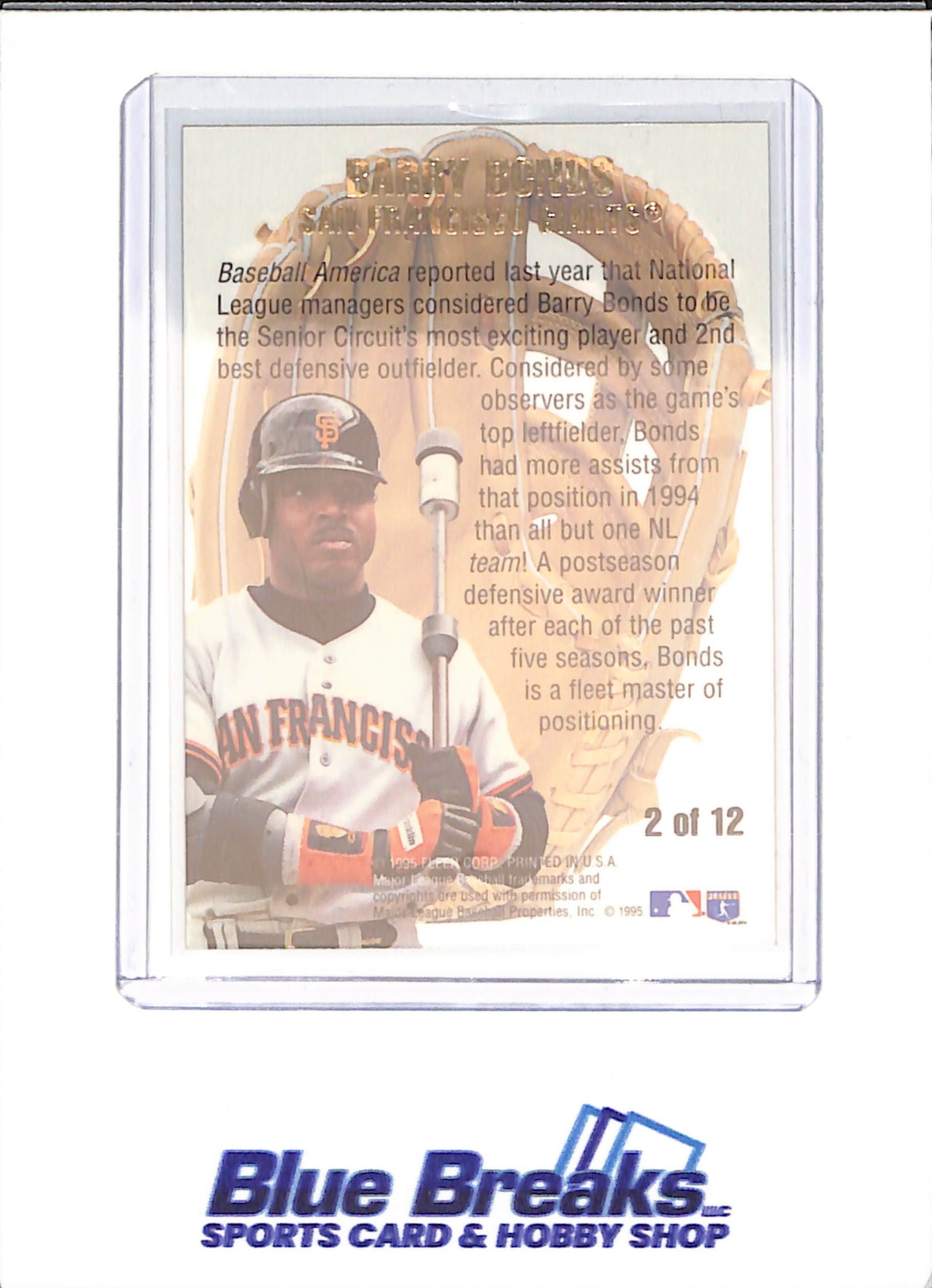 1995 Fleer Flair  - Barry Bonds - Hot Gloves - San Francisco Giants - Baseball - 2 of 12