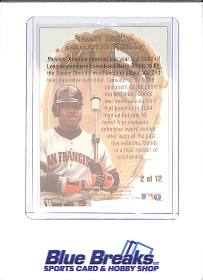 1995 Fleer Flair  - Barry Bonds - Hot Gloves - San Francisco Giants - Baseball - 2 of 12