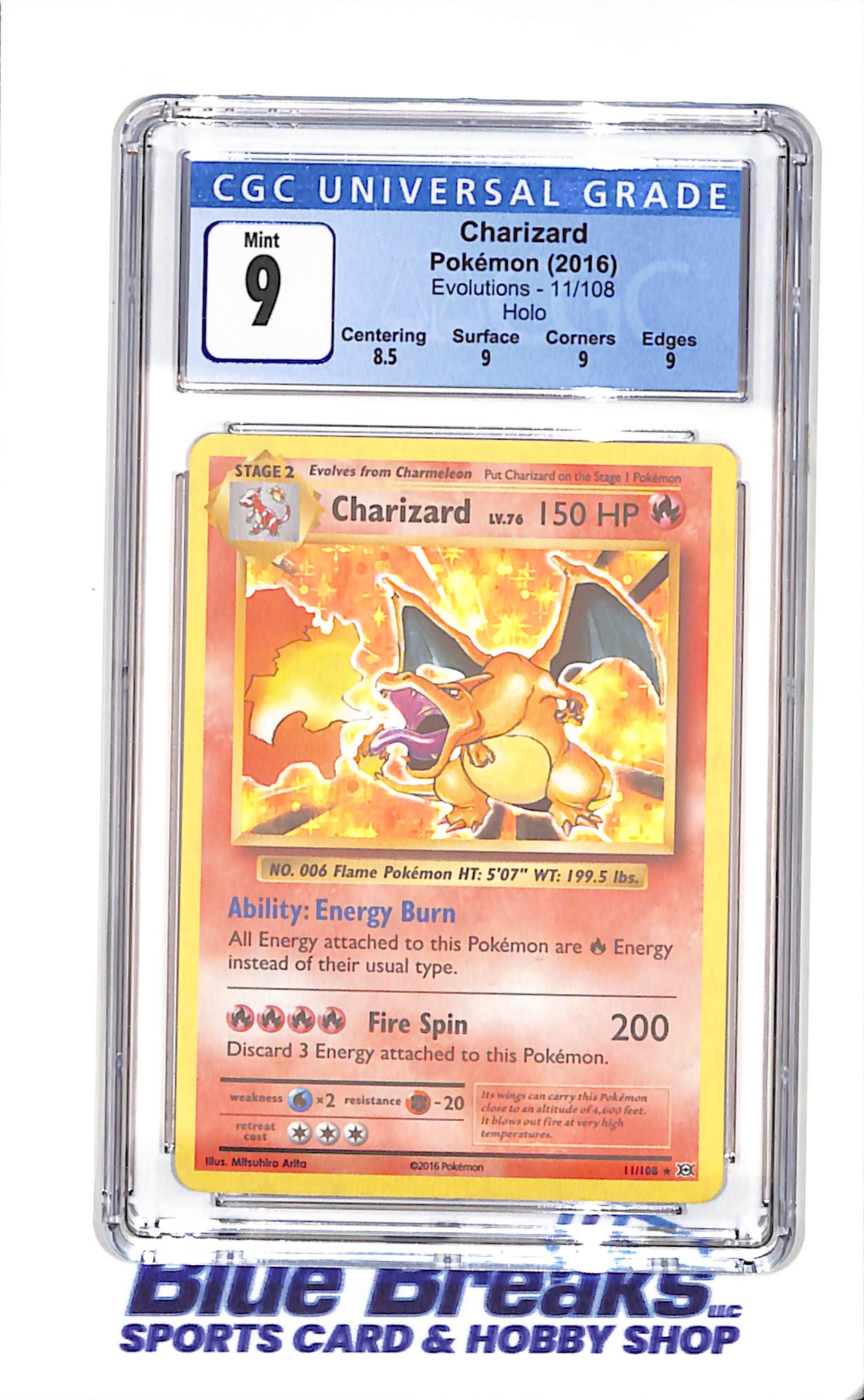 2016 Pokemon - Charizard - Holo - Evolutions - CGC 9 - 11/108