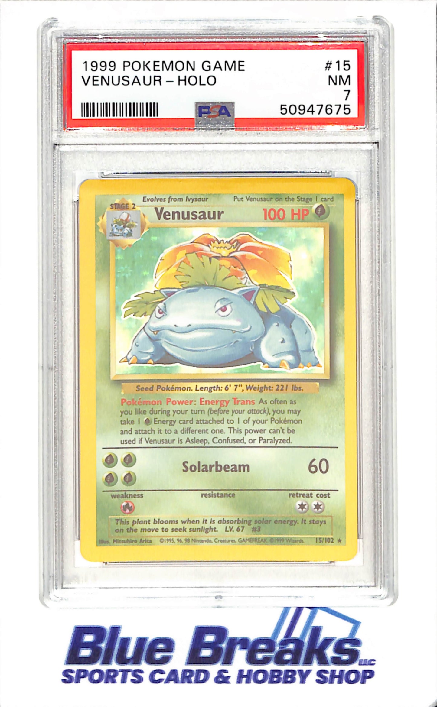 1999 Pokemon - Venusaur - Holo - Pokemon Game - PSA 7 - 15/102