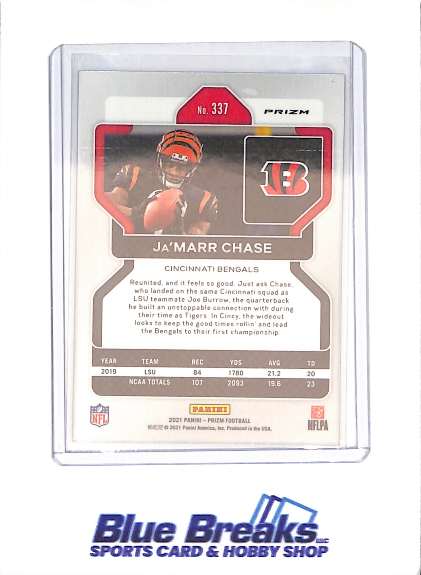 2021 Panini Prizm - Ja'Marr Chase - Pink Prizm - RC - Cincinnati Bengals - Football - #337 -