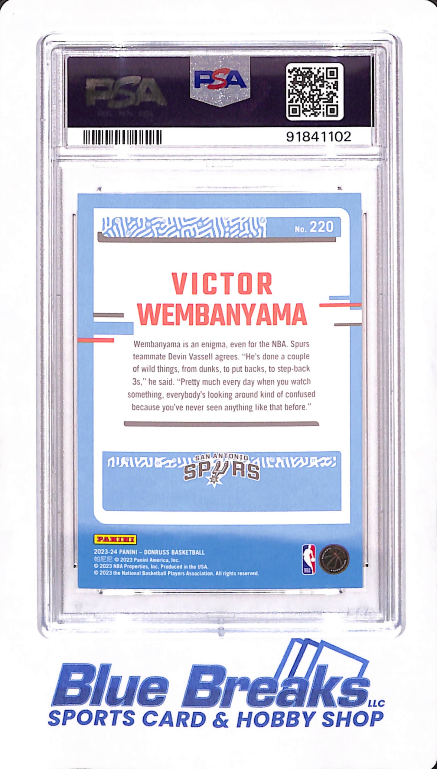 2023 Donruss - Victor Wembanyama - San Antonio Spurs - Basketball - Rated Rookie - PSA Gem MT 10 - #220