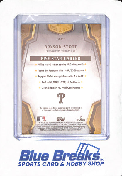 2024 Topps Five Star - Bryson Stott - Autograph - Philadelphia Phillies - Baseball - #FSA-BST