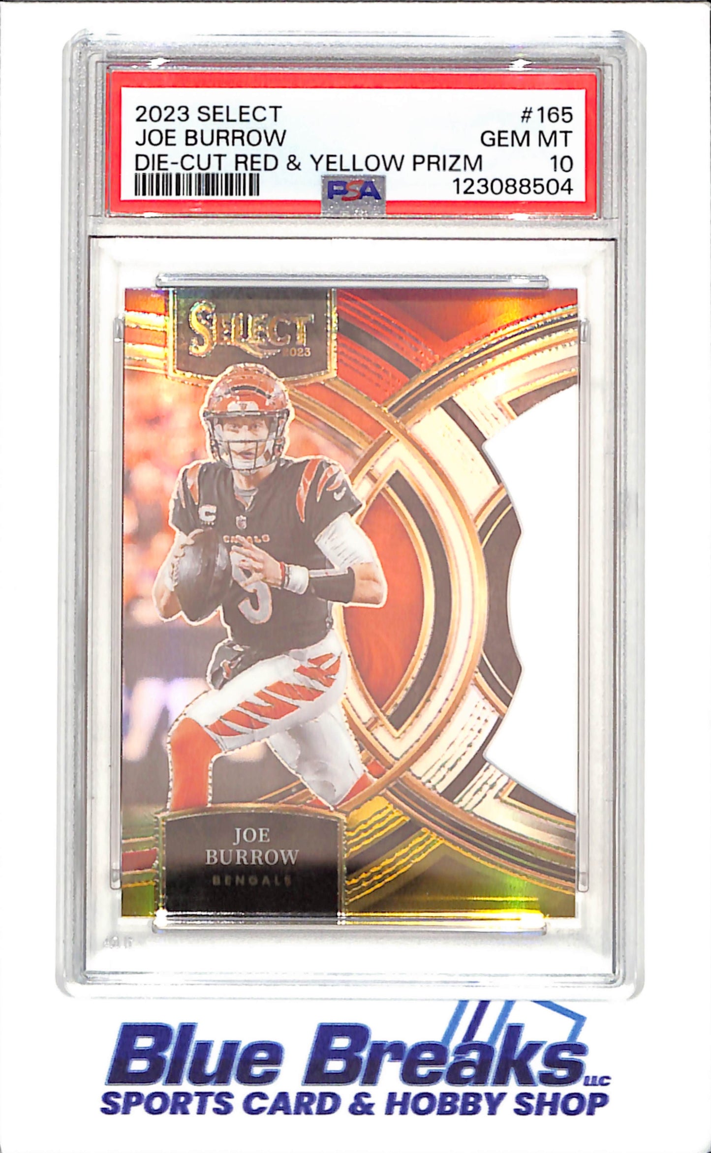 2023 Select - Joe Burrow - Die-Cut - Red & Yellow Prizm - PSA 10 - Cincinnati Bengals - Football - #165