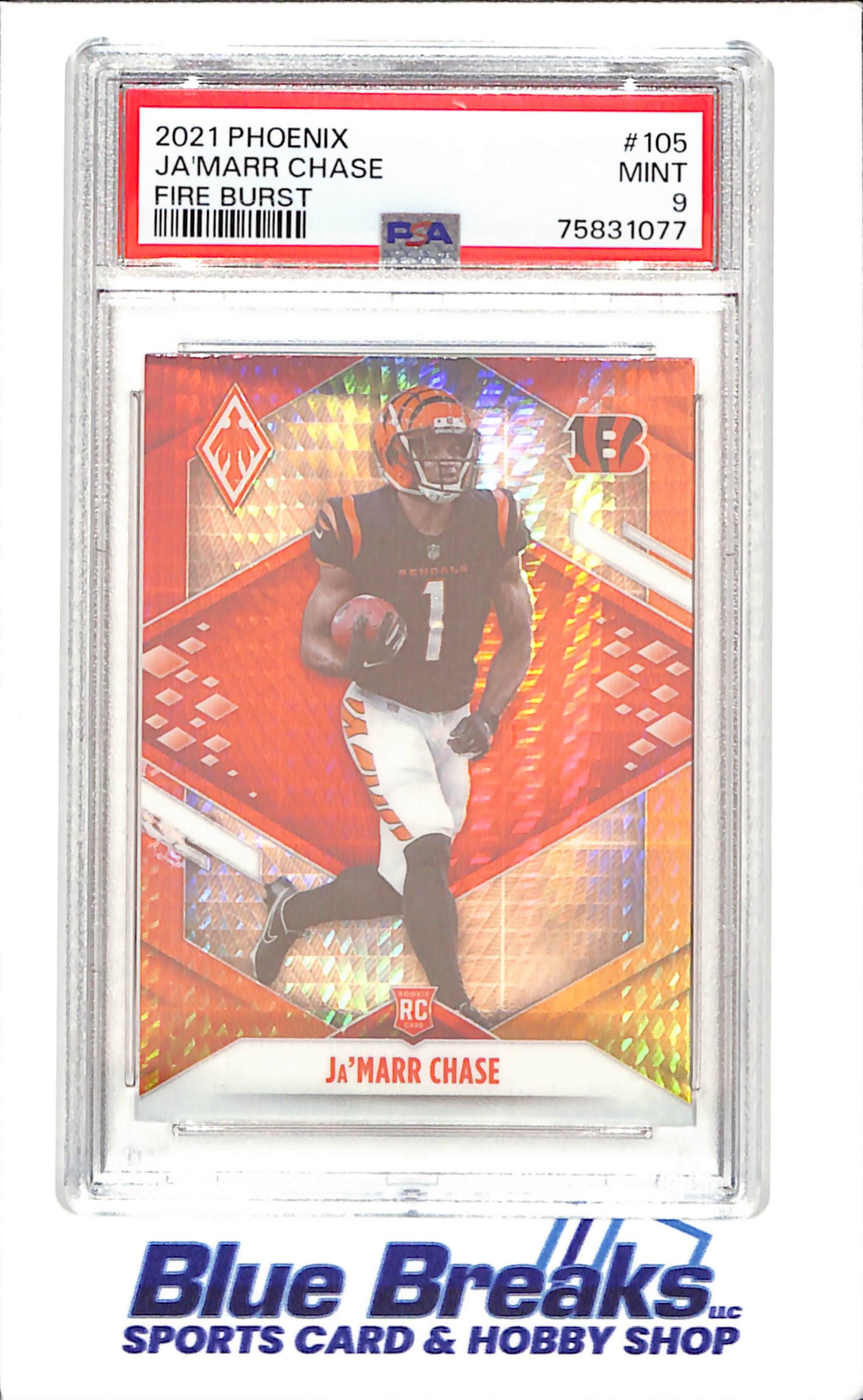 2021 Phoenix - Ja'Marr Chase - Fire Burst - RC - PSA 9 - Cincinnati Bengals - Football - #105