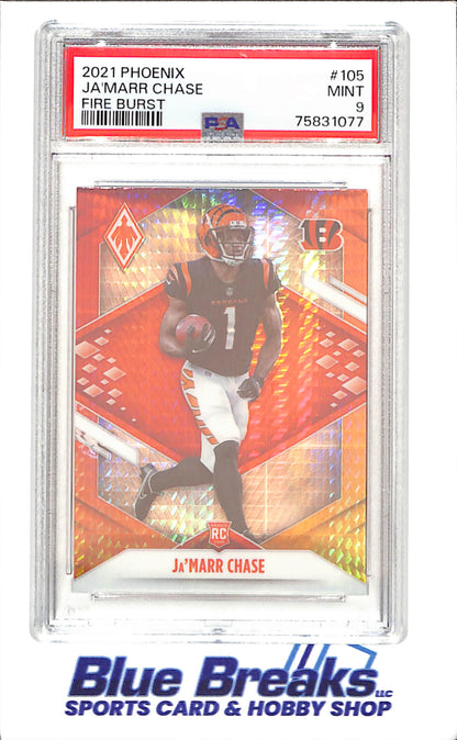 2021 Phoenix - Ja'Marr Chase - Fire Burst - RC - PSA 9 - Cincinnati Bengals - Football - #105