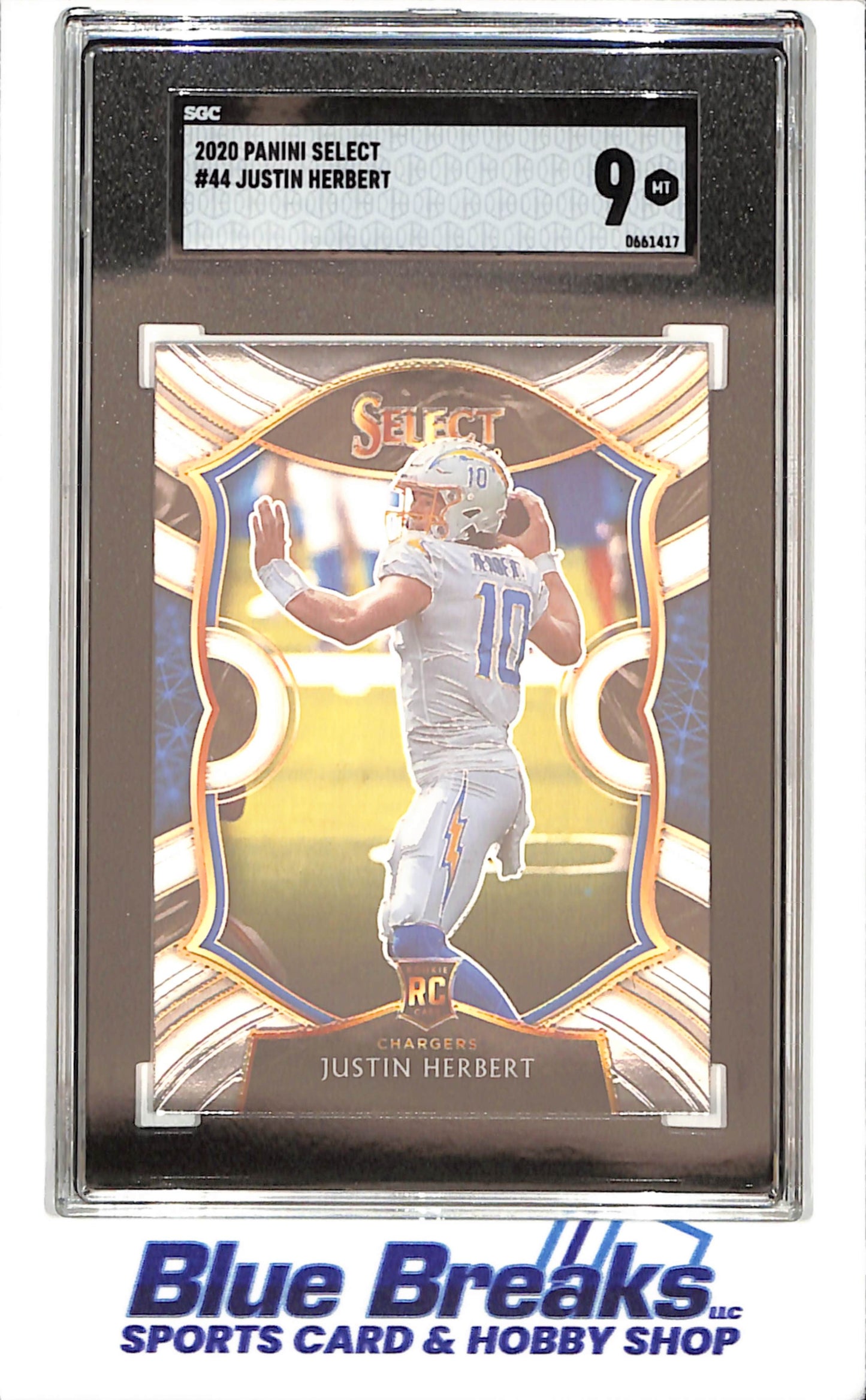 2020 Panini Select - Justin Herbert - RC - SGC 9 - Los Angeles Chargers - Football - #44